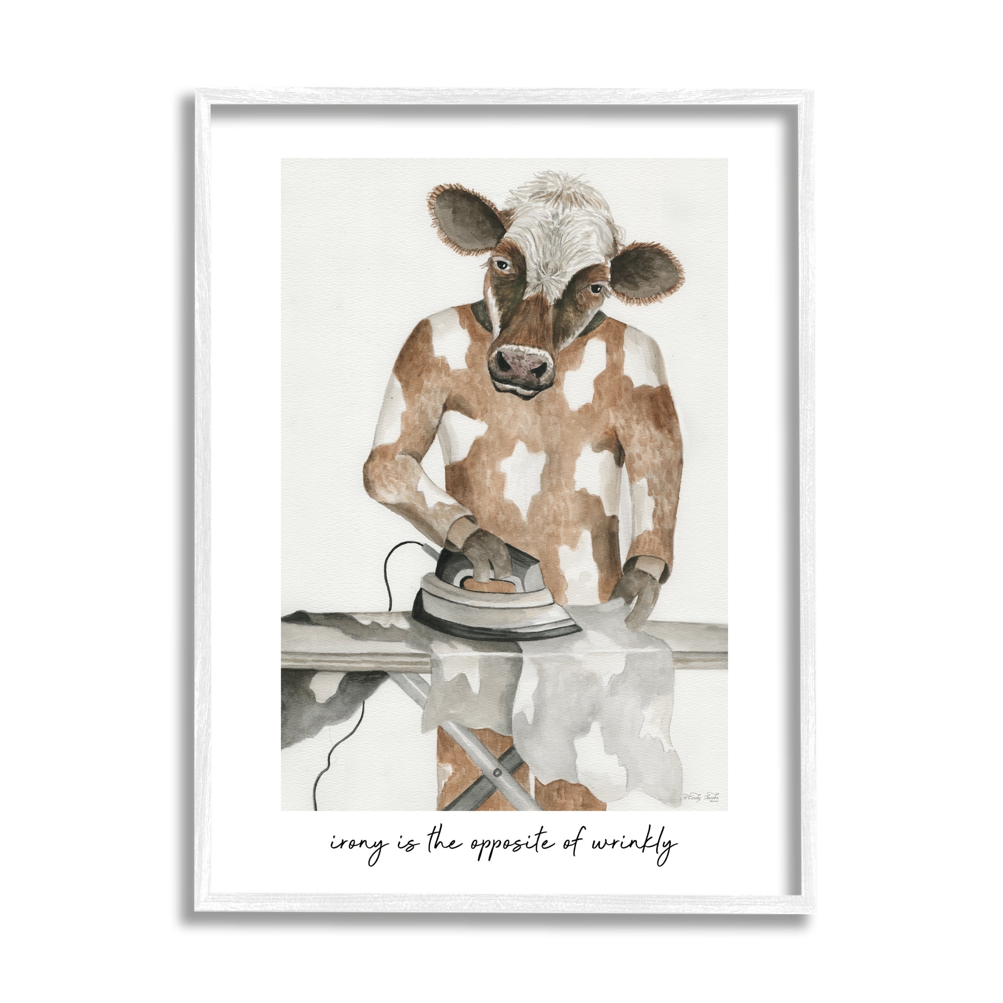 Stupell Industries Opposite of Wrinkly Phrase Animals & Insects Painting White Framed Art Print Wall Art, 24 x 30