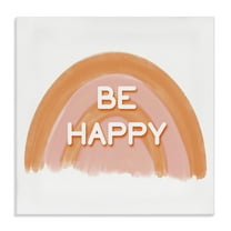 Stupell Industries Orange Be Happy Text & Numbers Painting Wrapped Canvas Art Print Wall Art, 17 x 17