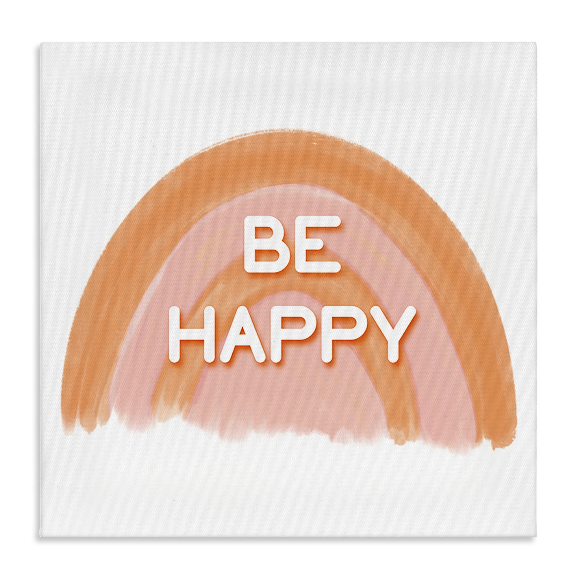 Stupell Industries Orange Be Happy Text & Numbers Painting Wrapped Canvas Art Print Wall Art, 30 x 30