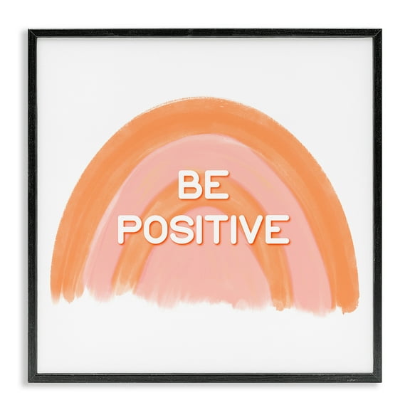 Stupell Industries Orange Be Positive Text & Numbers Painting Black Framed Art Print Wall Art, 12 x 12