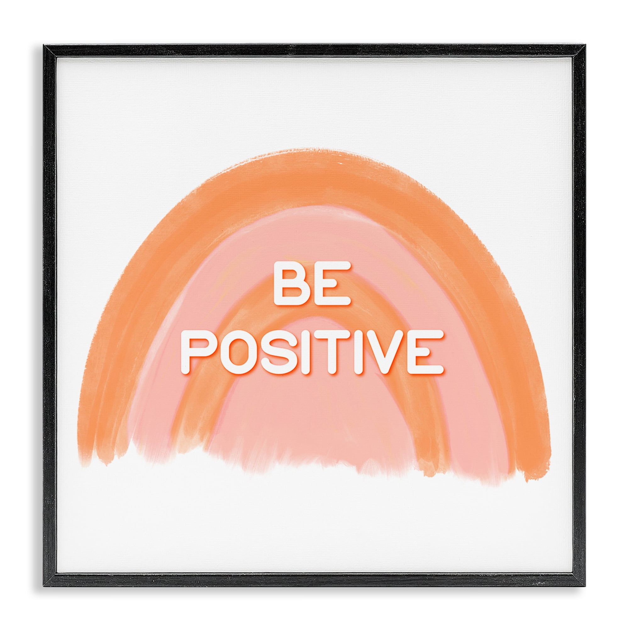 Stupell Industries Orange Be Positive Text & Numbers Painting Black Framed Art Print Wall Art, 24 x 24