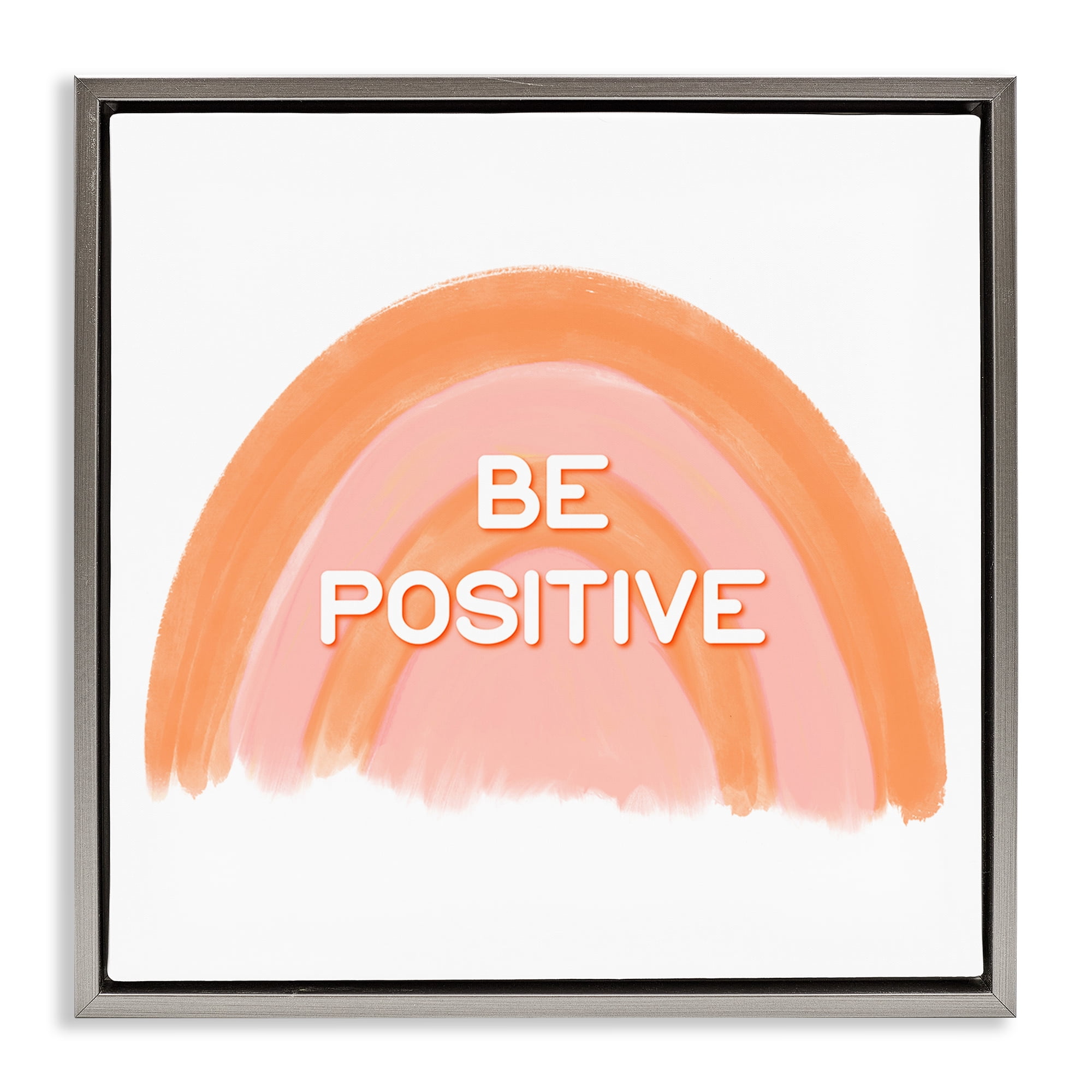 Stupell Industries Orange Be Positive Text & Numbers Painting Gray Floater Framed Canvas Art Print Wall Art, 25 x 25