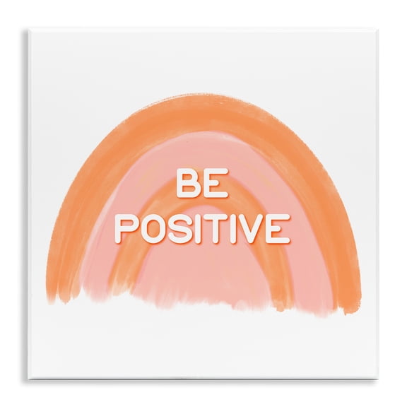 Stupell Industries Orange Be Positive Text & Numbers Painting Unframed Art Print Wall Art, 12 x 12
