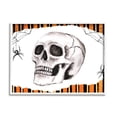 thumbnail image 1 of Stupell Industries Orange & Black Striped Skull Holiday Painting White Framed Art Print Wall Art, 1 of 5