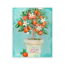 Stupell Industries Orange Blossom Clay Pot Food & Beverage Painting Unframed Art Print Wall Art, 11 x 14