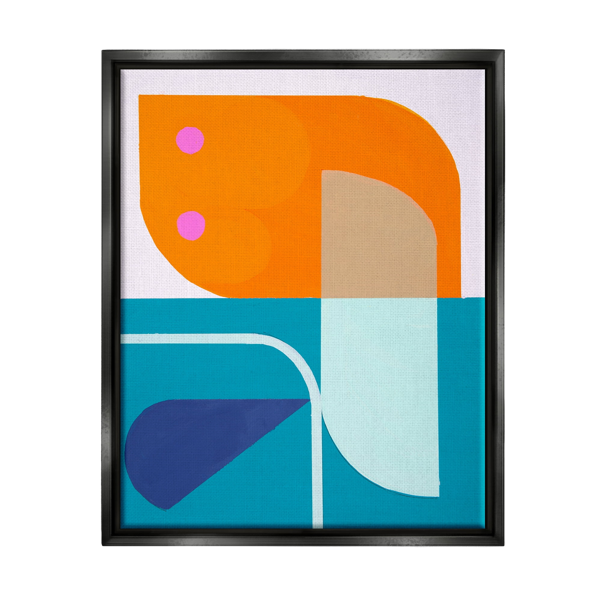 Stupell Industries Orange & Blue Contemporary Abstract Painting Black Floater Framed Canvas Art Print Wall Art, 25 x 31