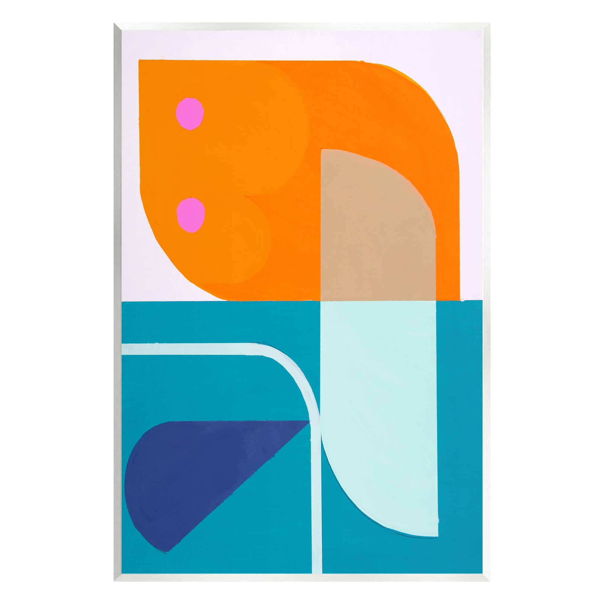 Stupell Industries Orange & Blue Contemporary Abstract Painting Unframed Art Print Wall Art, 13 x 19