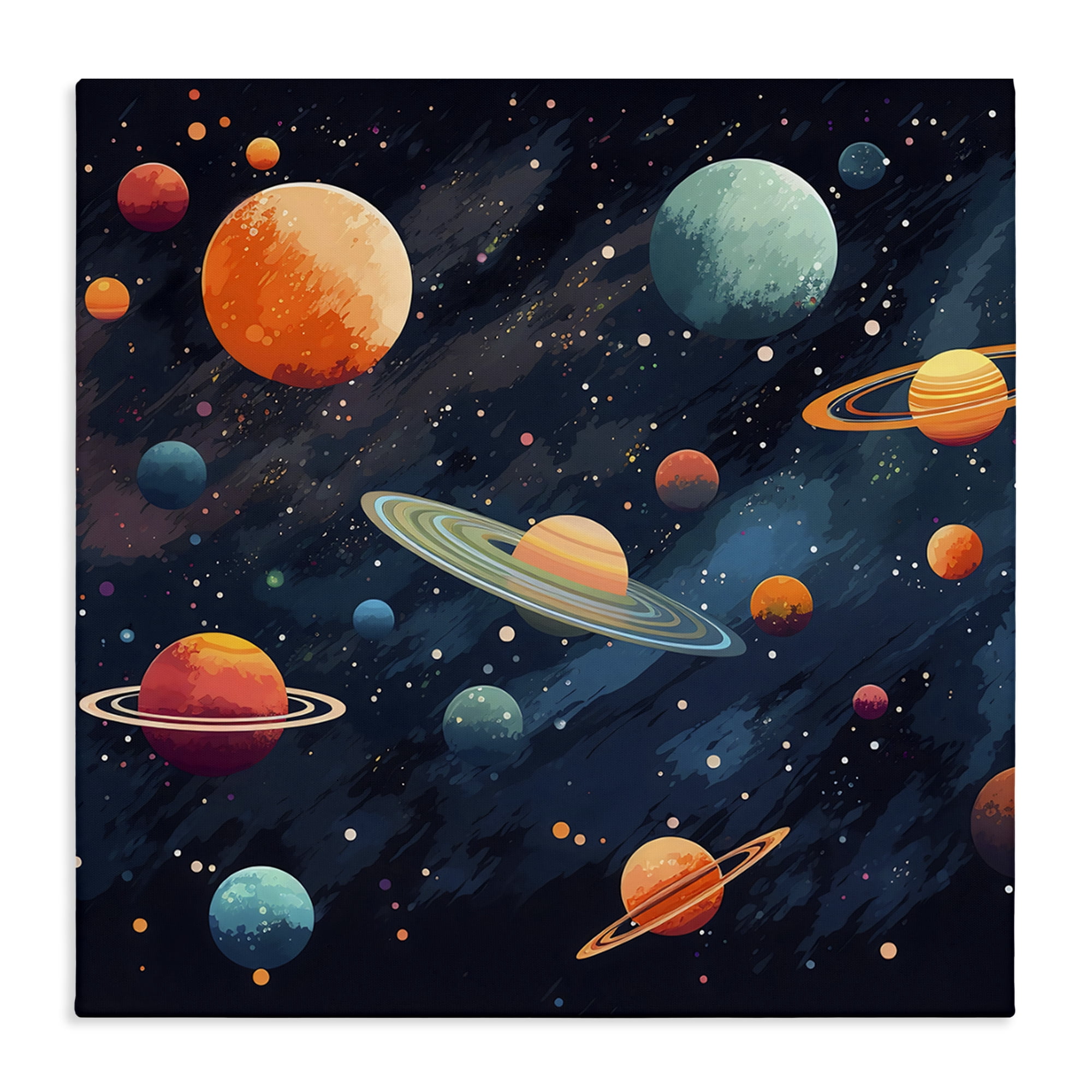 Stupell Industries Orange & Blue Planets in Orbit Canvas Wall Art, design by Creative Studio