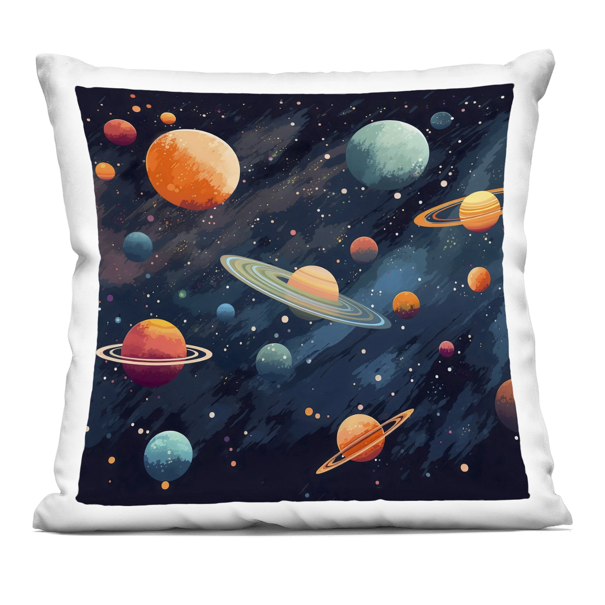 Stupell Industries Orange & Blue Planets in Orbit Decorative Printed Throw Pillow, design by Creative Studio, 18 x 7 x 18