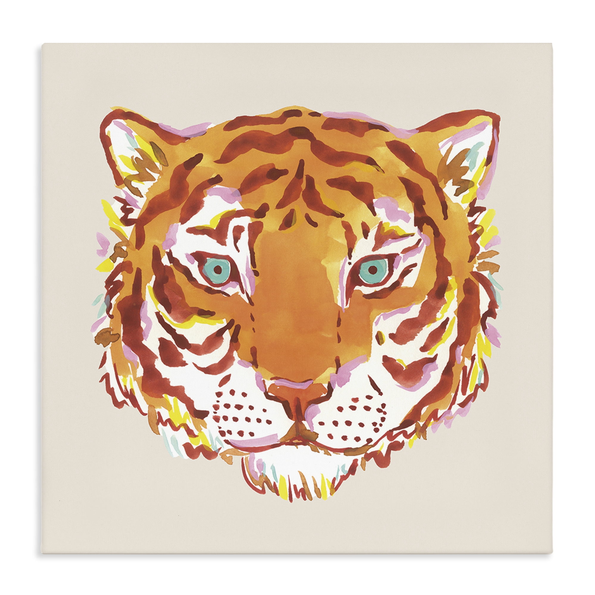 Stupell Industries Orange Boho Tiger Face Canvas Wall Art, design by Karolina Sato