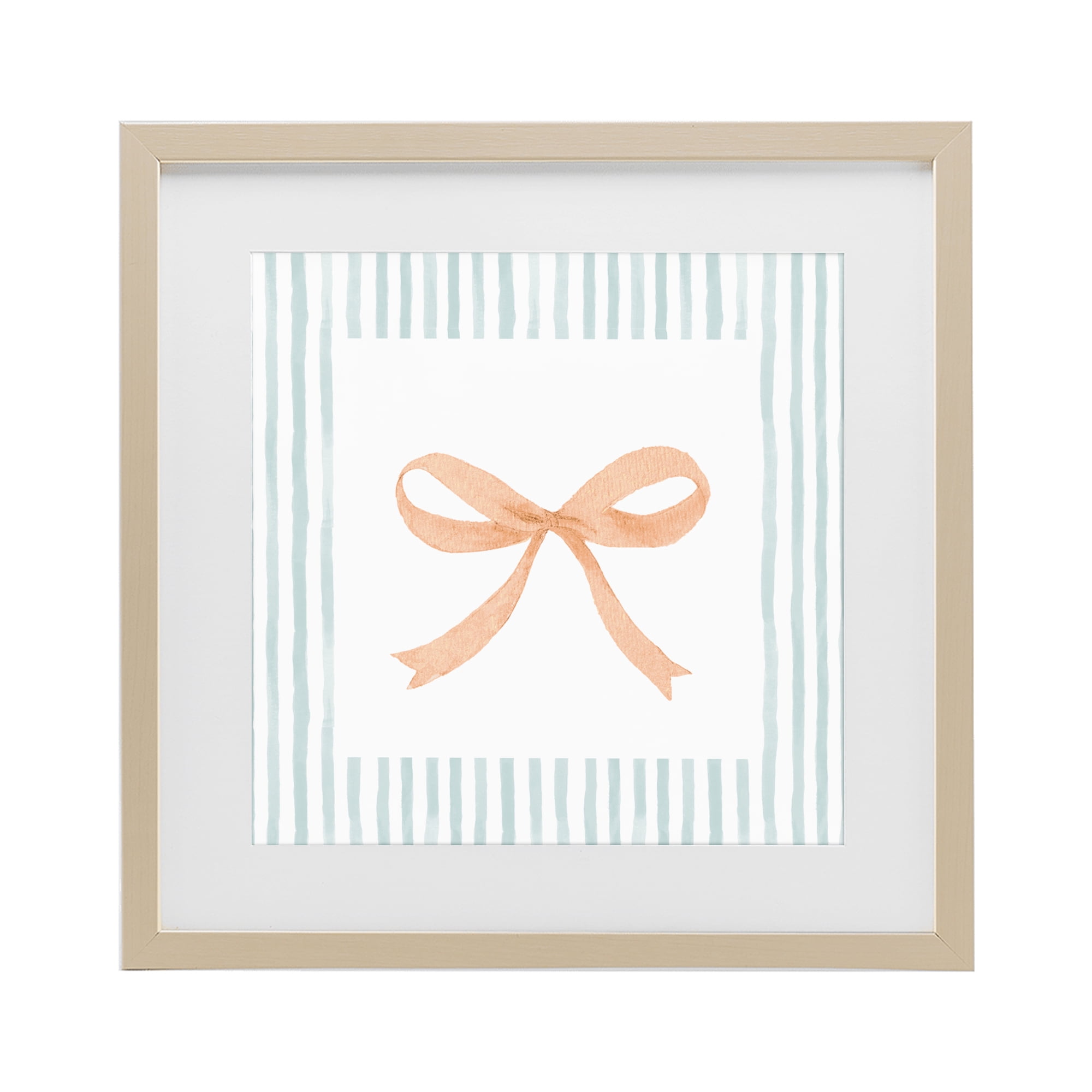 Stupell Industries Orange Bow with Stripe Border Birch Framed Print Under Glass, design by Patricia Pinto