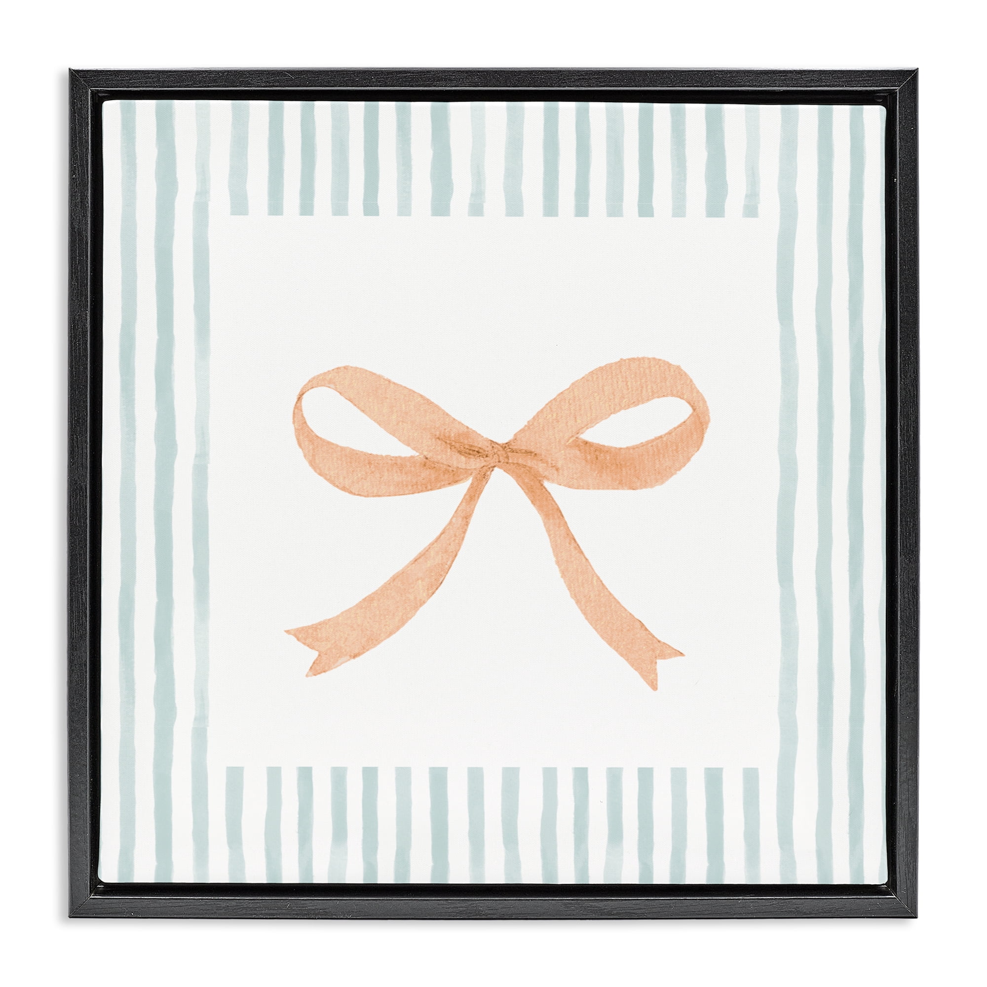 Stupell Industries Orange Bow with Stripe Border Black Framed Floater Canvas Wall Art, design by Patricia Pinto