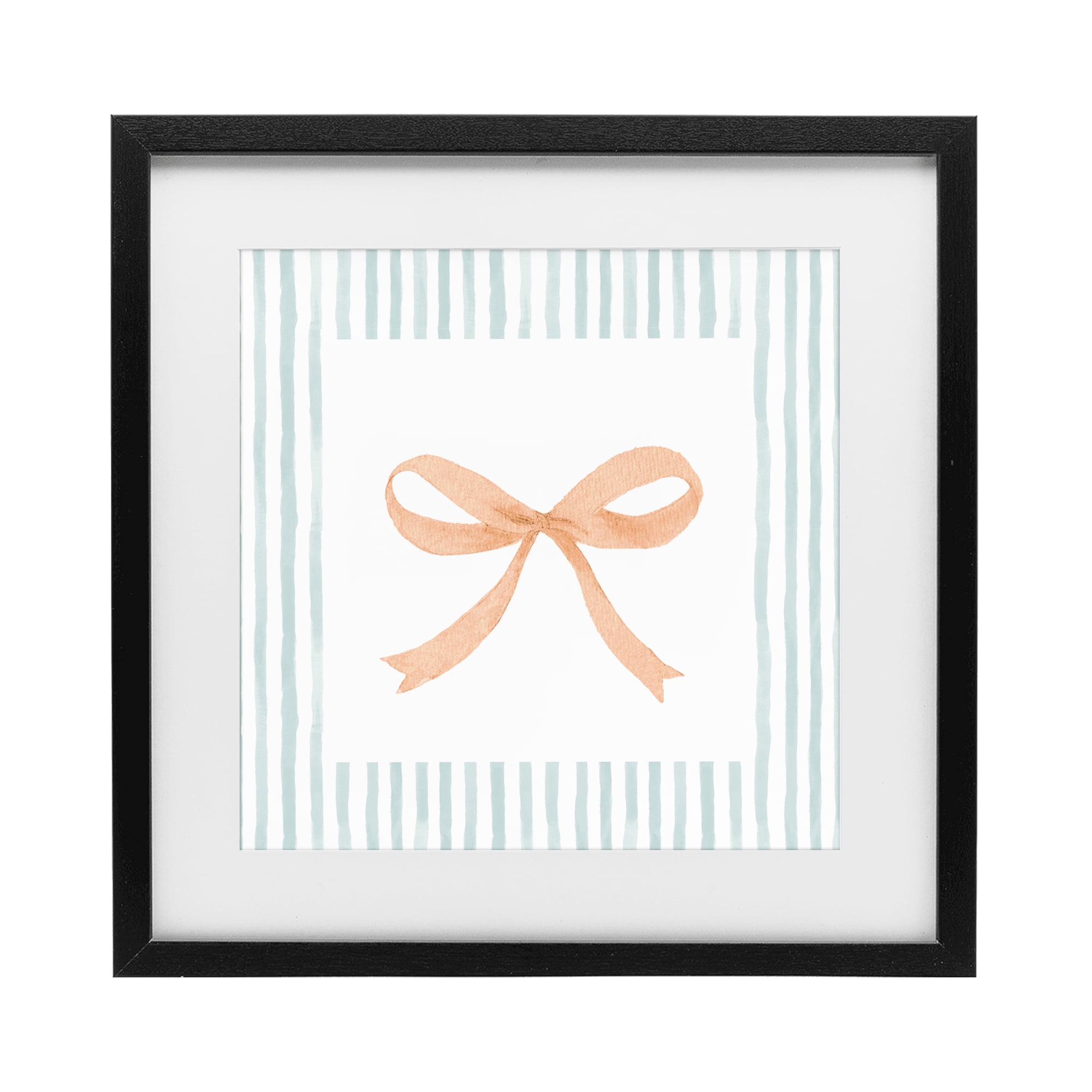 Stupell Industries Orange Bow with Stripe Border Black Framed Print Under Glass, design by Patricia Pinto