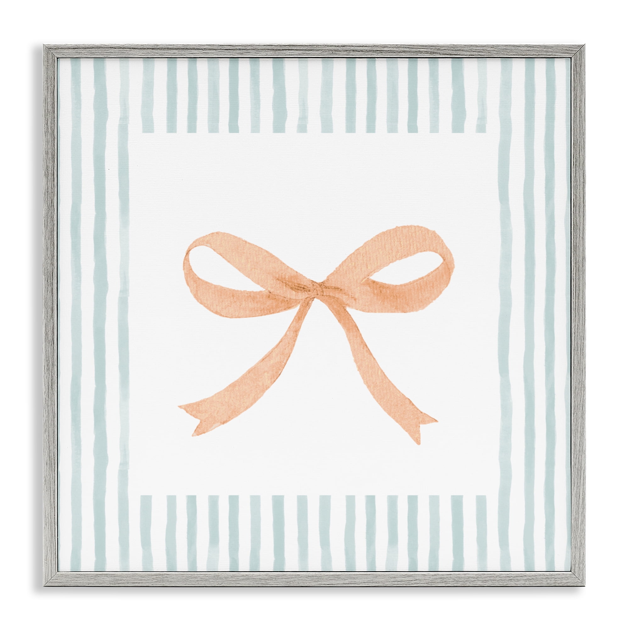 Stupell Industries Orange Bow with Stripe Border Gray Framed Giclee Art, design by Patricia Pinto