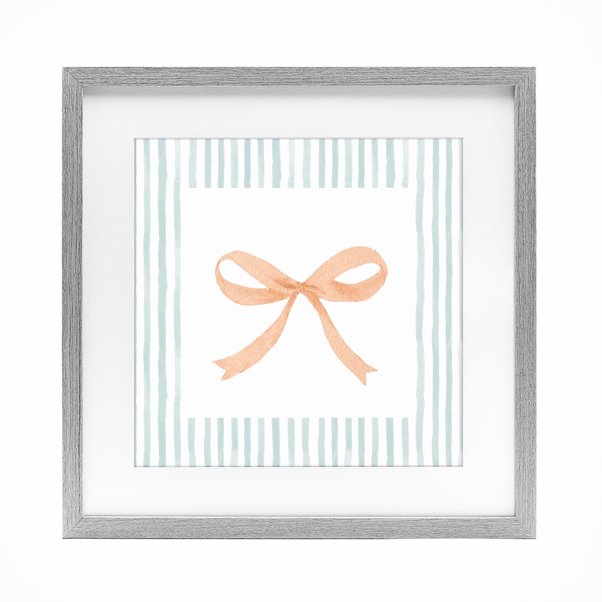 Stupell Industries Orange Bow with Stripe Border Gray Framed Print Under Glass, design by Patricia Pinto