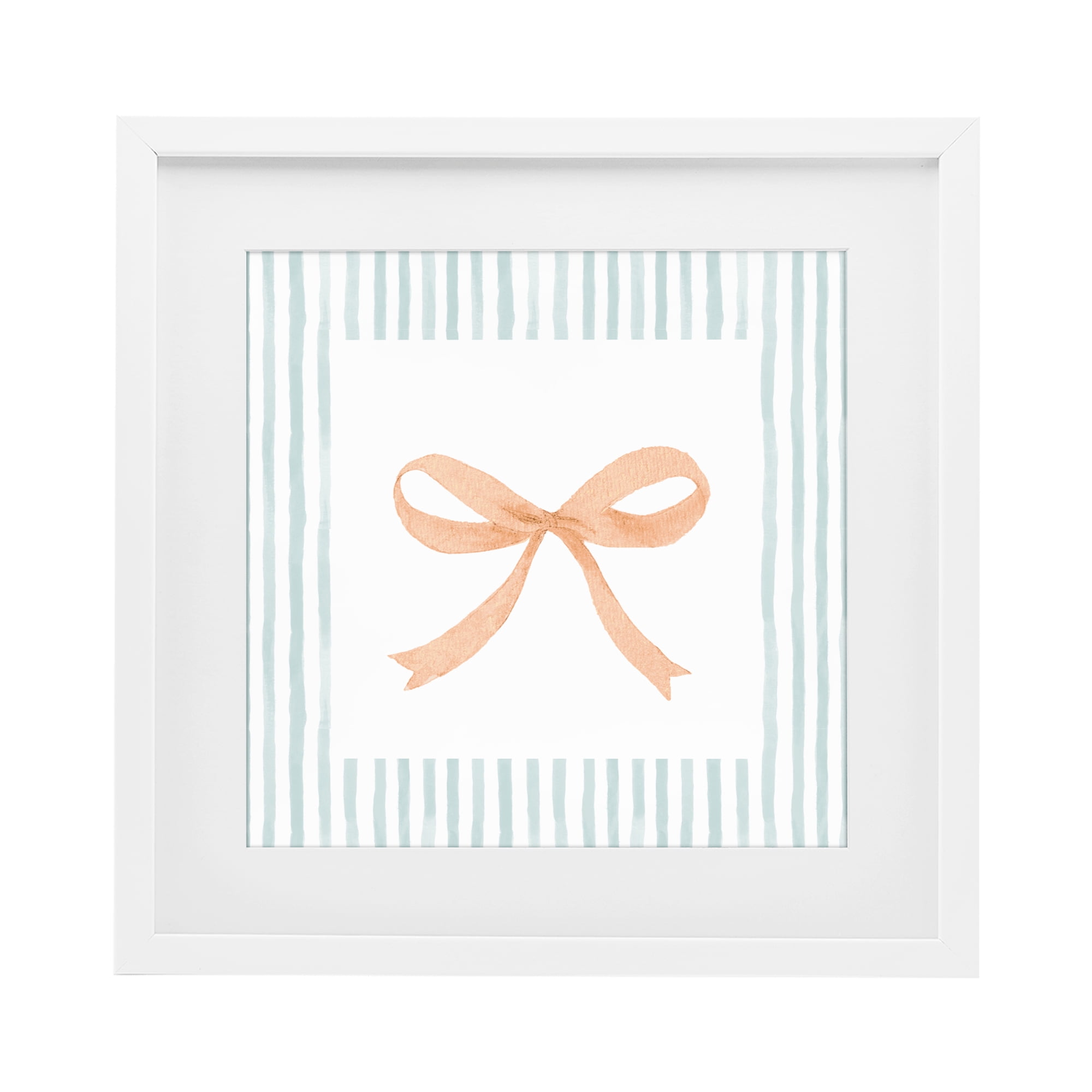 Stupell Industries Orange Bow with Stripe Border White Framed Print Under Glass, design by Patricia Pinto