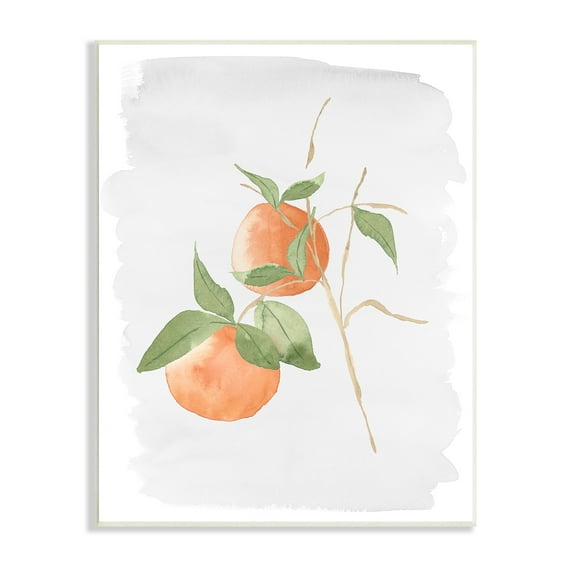 Stupell Industries Orange Branch Fruits Soft Leaves Watercolor Painting, 10 x 15,Design by Lucille Price