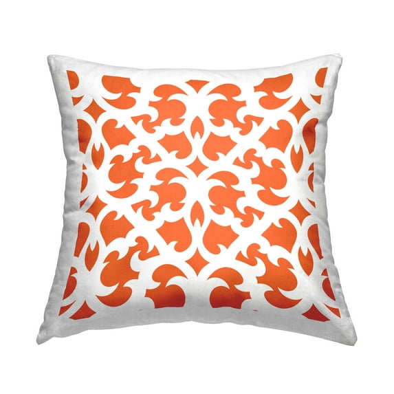 Stupell Industries Orange Brocade Outline Pattern Printed Throw Pillow Design by George Tygert
