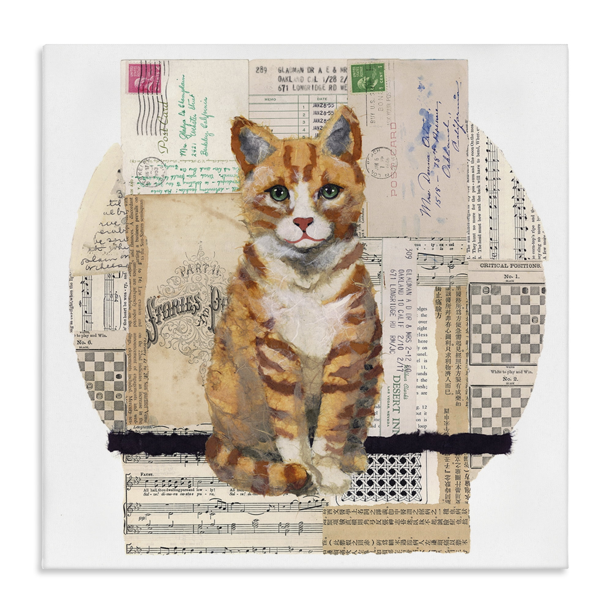 Stupell Industries Orange Cat Collage Animals & Insects Painting Gallery Wrapped Canvas Art Print Wall Art, 30 x 30