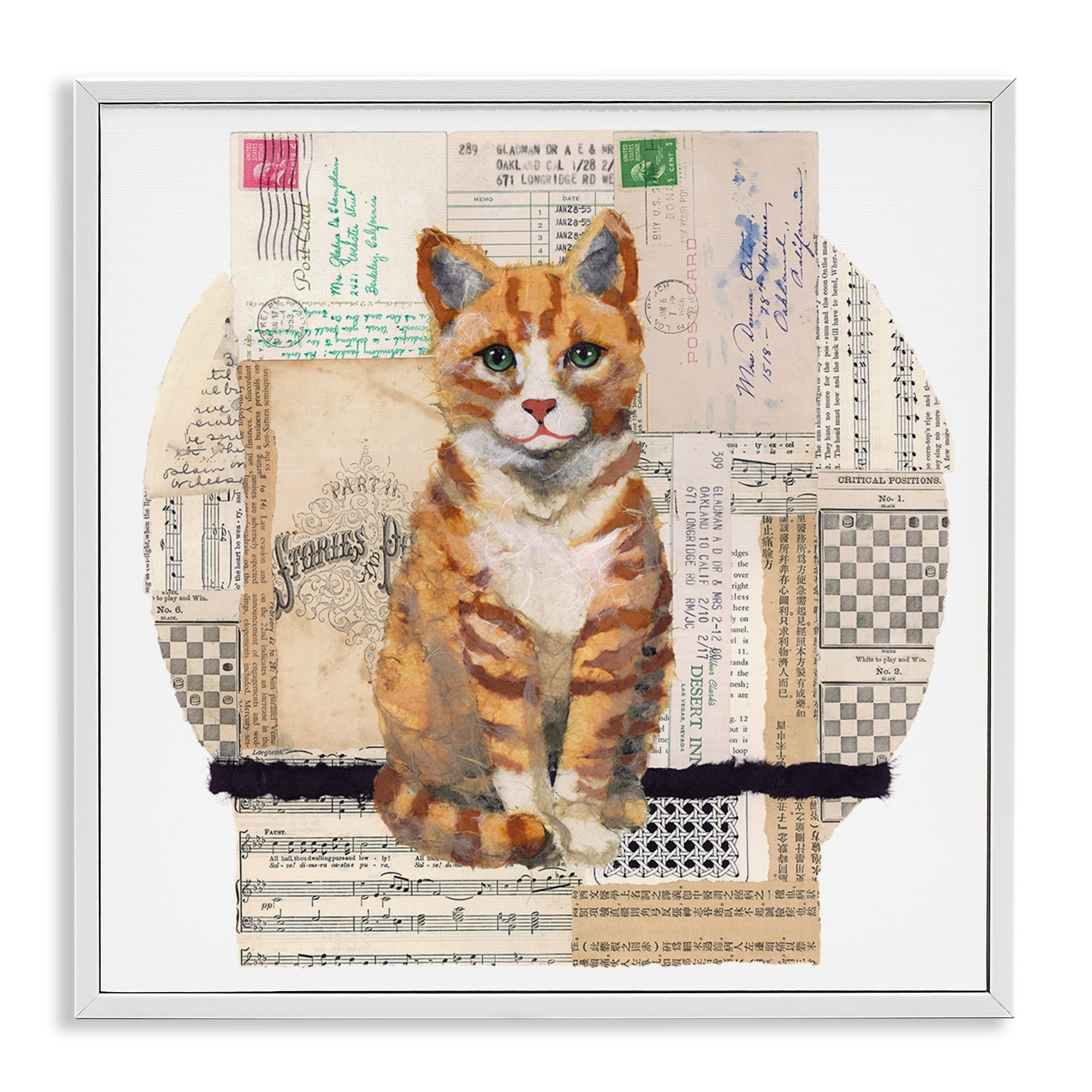 Stupell Industries Orange Cat Collage Animals & Insects Painting White Framed Art Print Wall Art, 12 x 12
