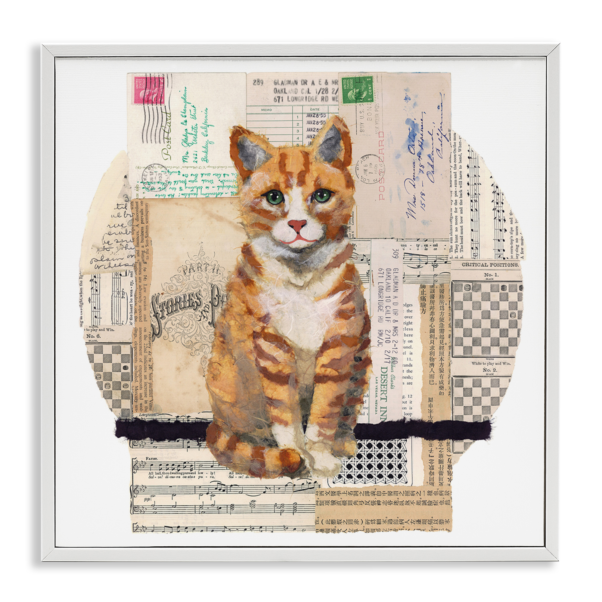 Stupell Industries Orange Cat Collage Animals & Insects Painting White Framed Art Print Wall Art, 17 x 17