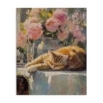 Stupell Industries Orange Cat Resting Animals Painting Wrapped Canvas Canvas Art Print Wall Art, 16 x 20