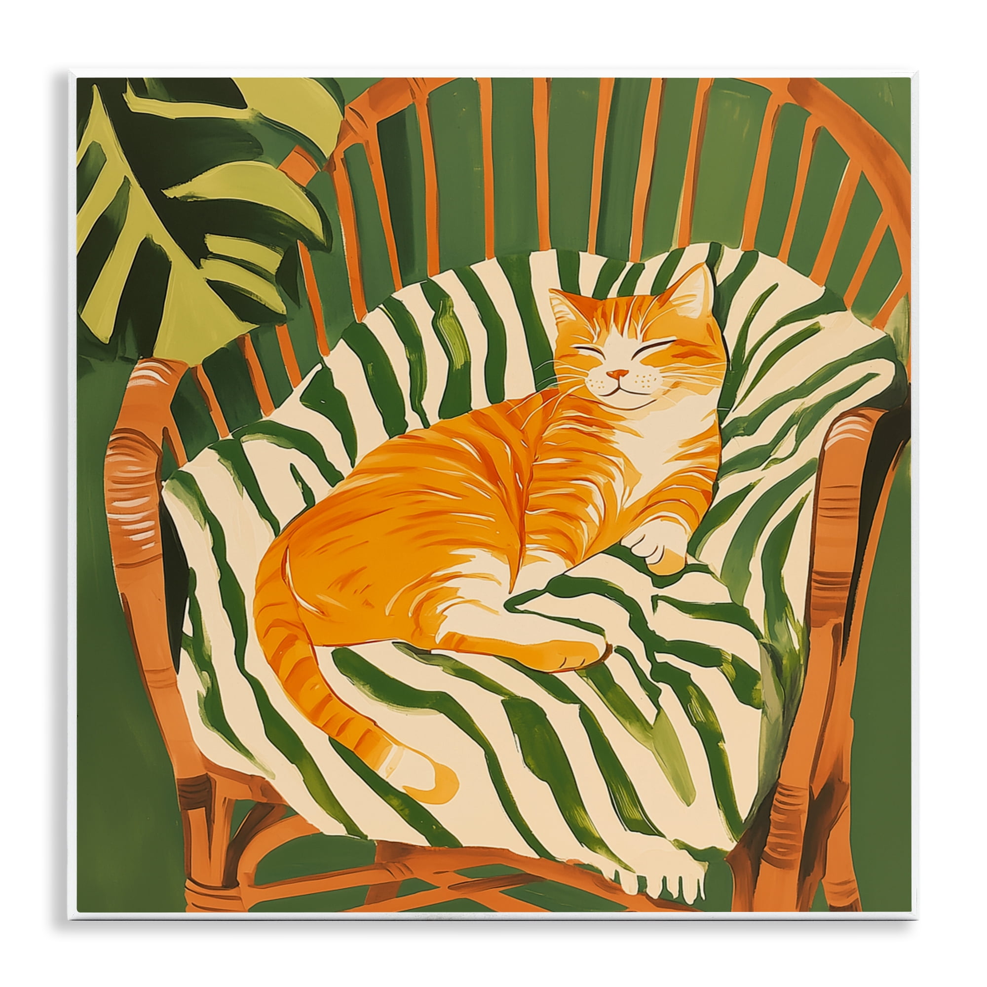 Stupell Industries Orange Cat in Rattan Chair Wall Plaque Art, design by Walker Noble