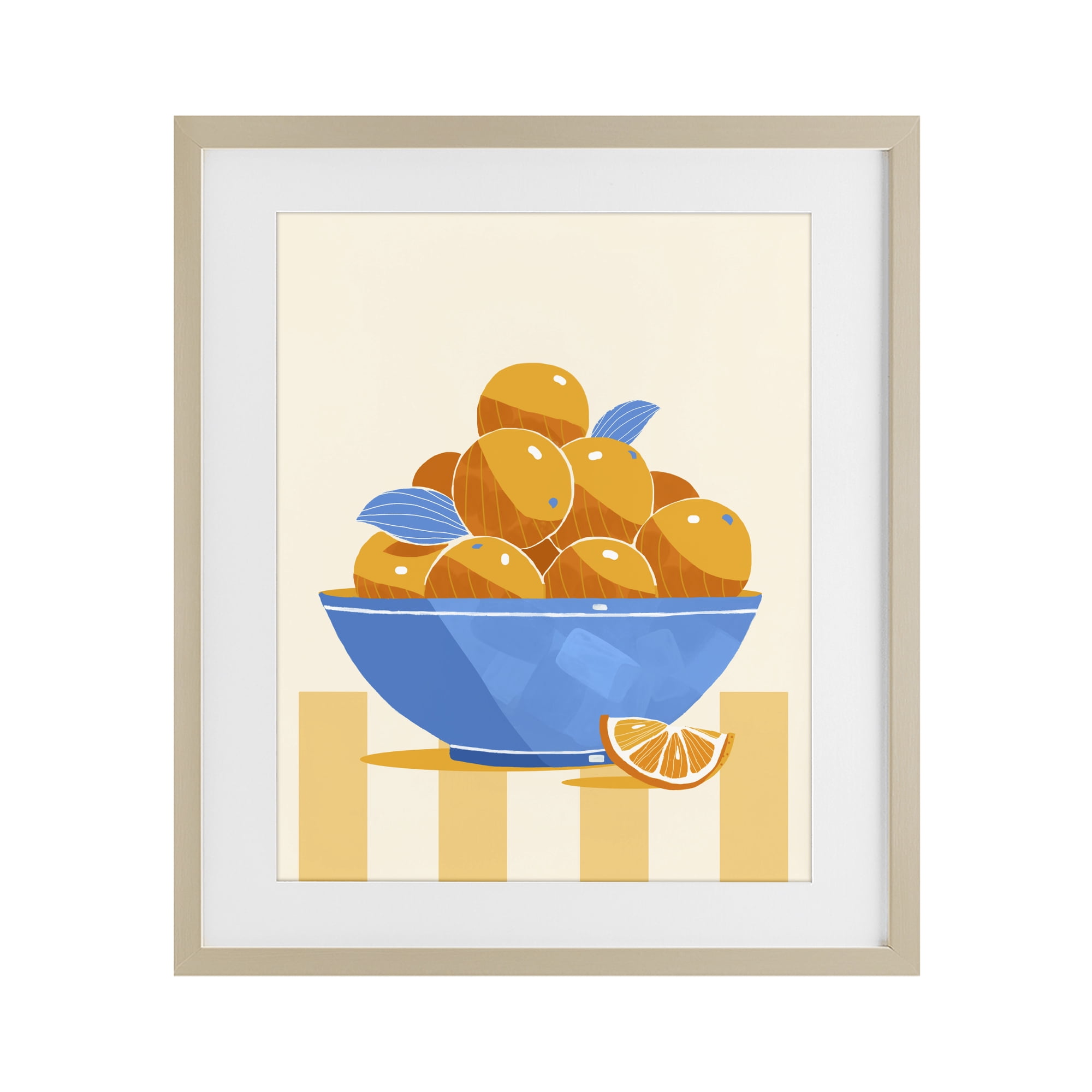 Stupell Industries Orange Citrus Bowl Striped Birch Framed Print Under Glass, design by Lucca Sheppard
