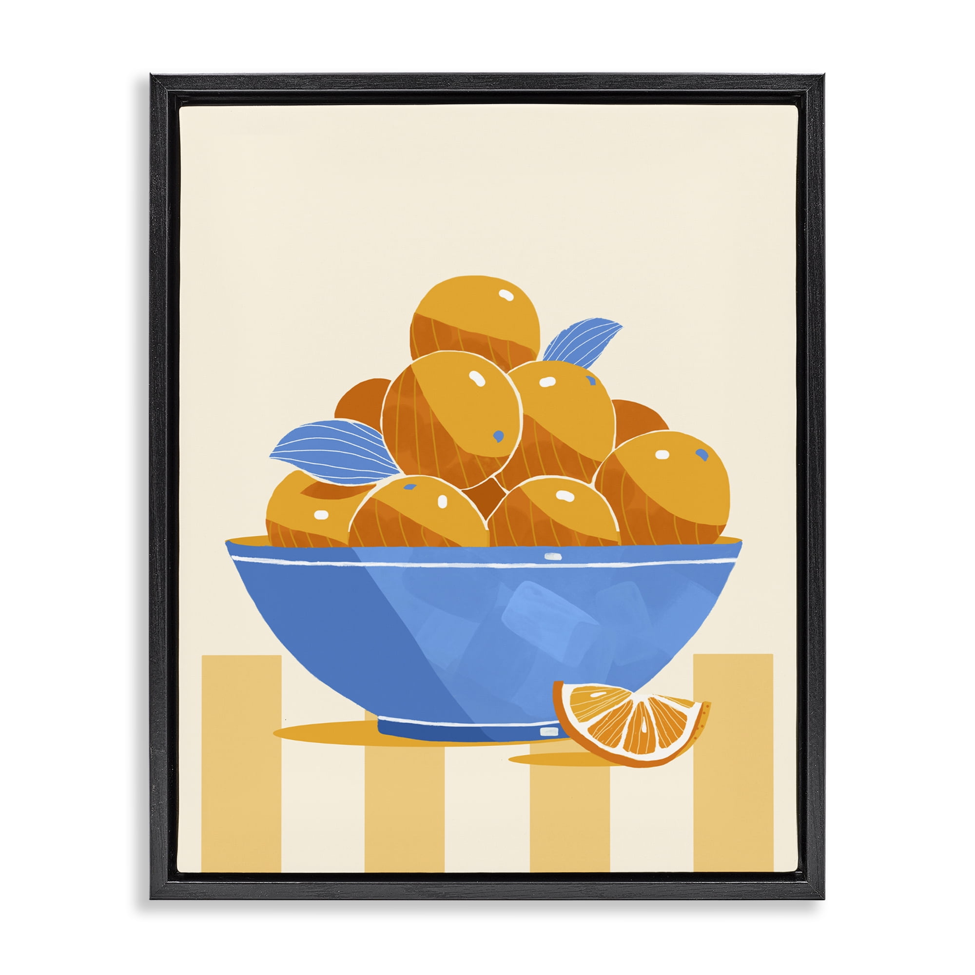 Stupell Industries Orange Citrus Bowl Striped Black Framed Floater Canvas Wall Art, design by Lucca Sheppard