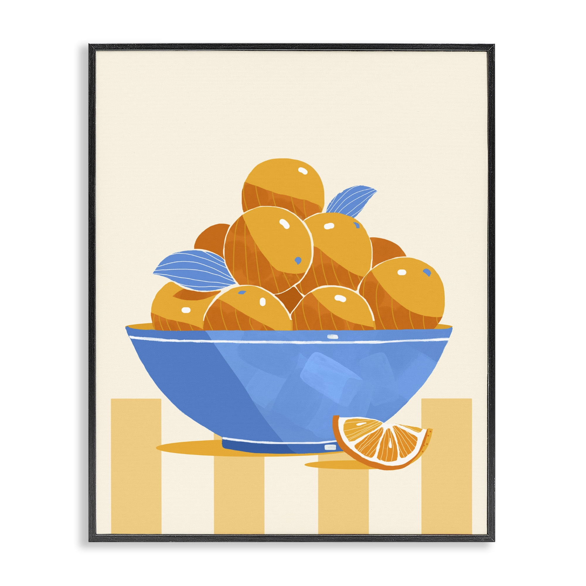 Stupell Industries Orange Citrus Bowl Striped Black Framed Giclee Art, design by Lucca Sheppard