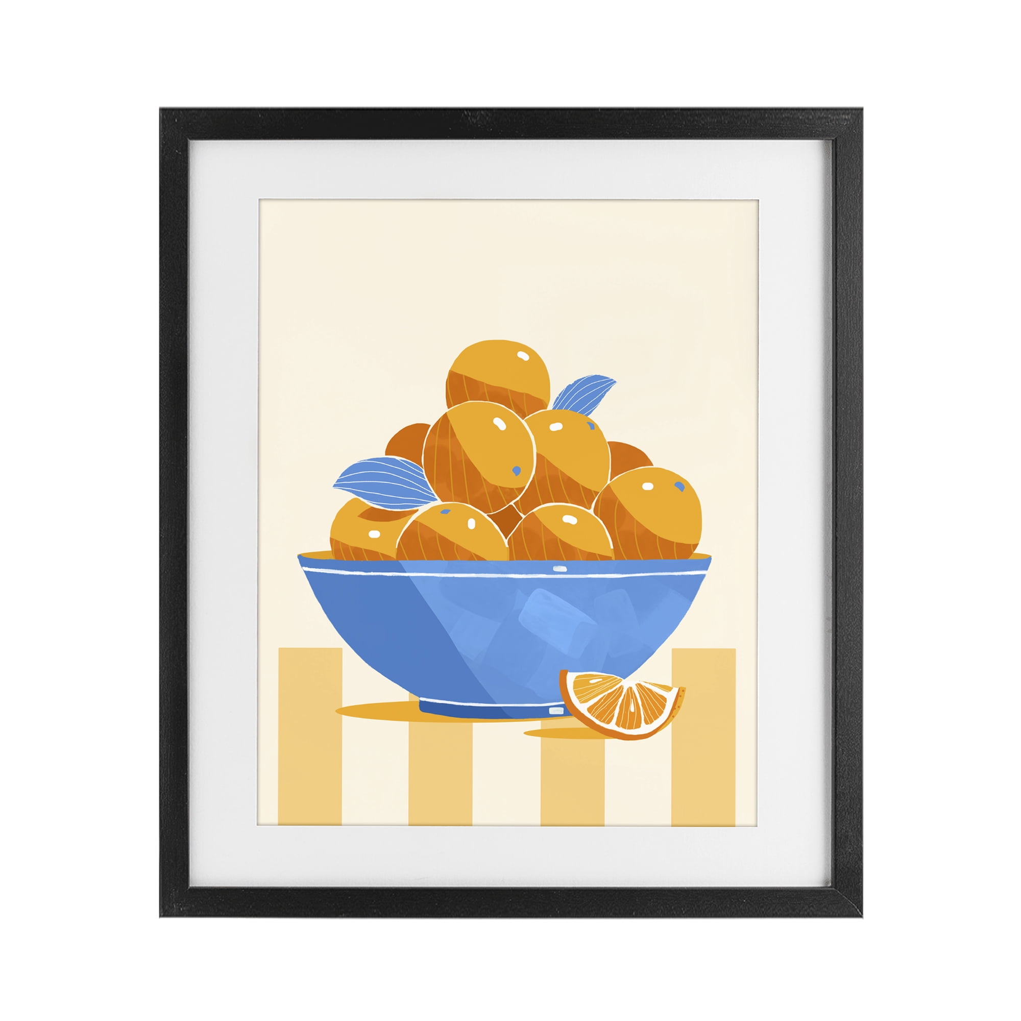 Stupell Industries Orange Citrus Bowl Striped Black Framed Print Under Glass, design by Lucca Sheppard