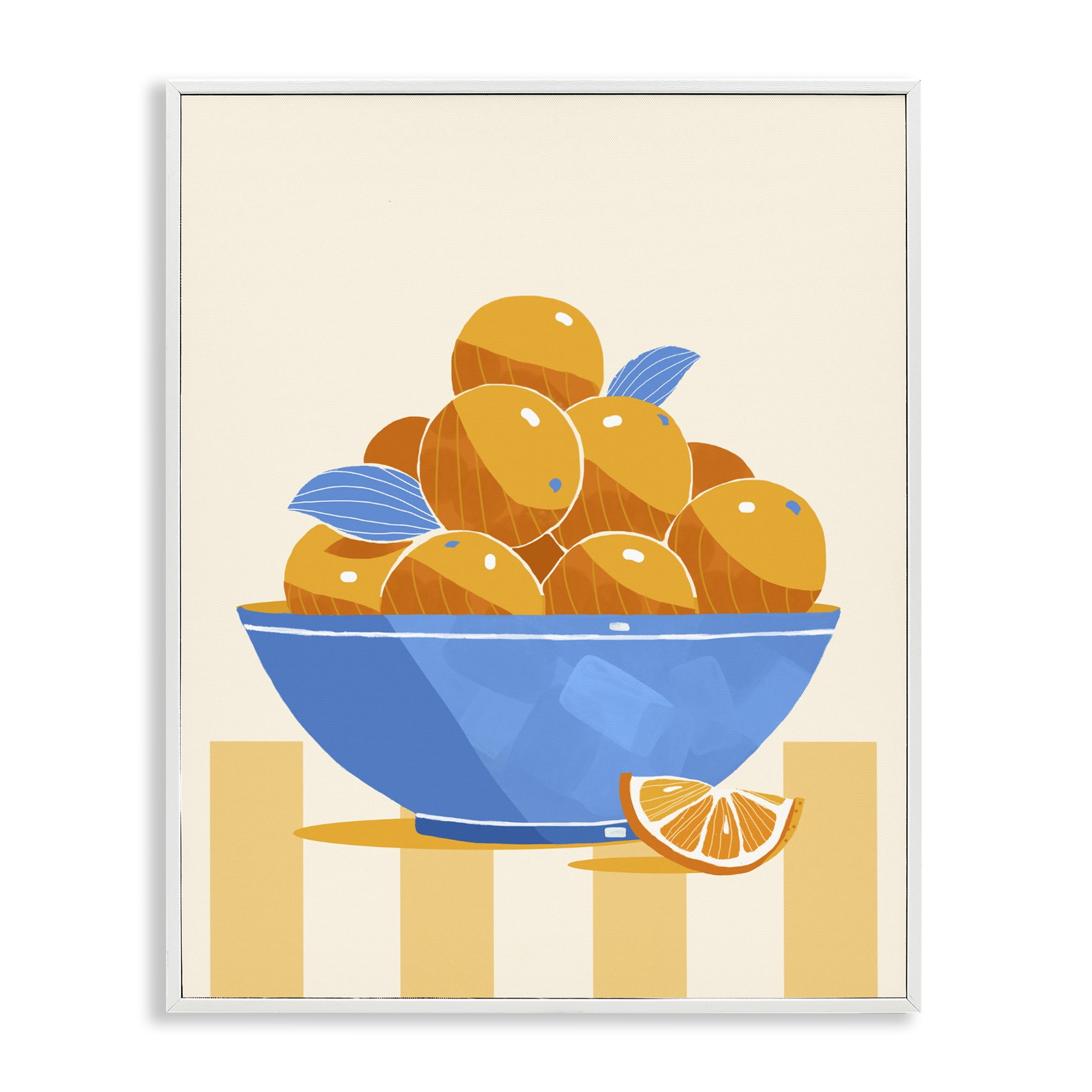 Stupell Industries Orange Citrus Bowl Striped White Framed Giclee Art, design by Lucca Sheppard