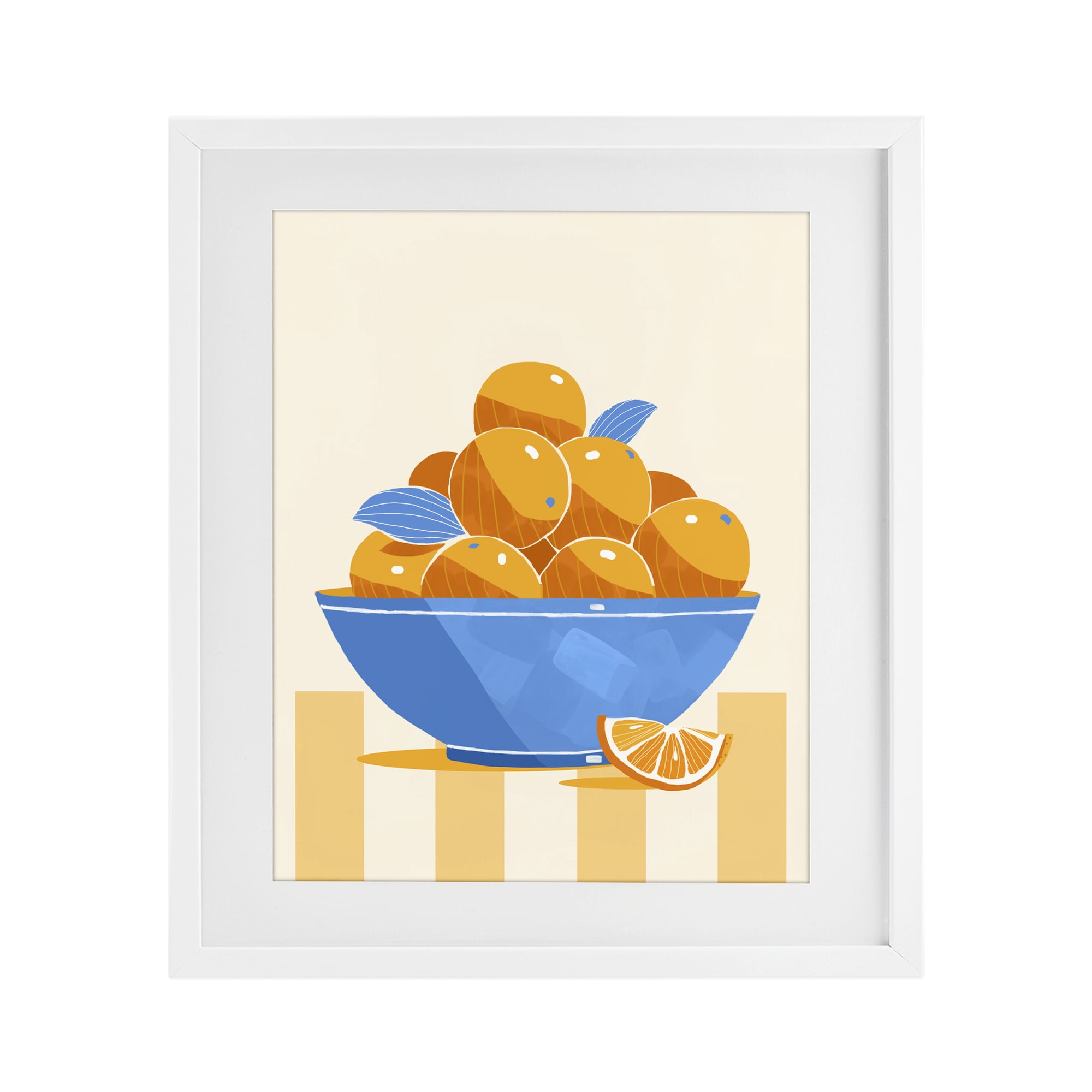 Stupell Industries Orange Citrus Bowl Striped White Framed Print Under Glass, design by Lucca Sheppard
