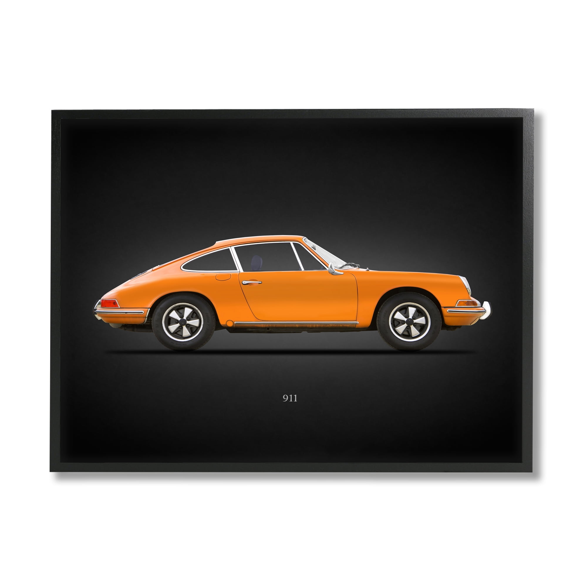 Stupell Industries Orange Classic Coupe Transportation Painting Black Framed Art Print Wall Art, 14 x 11