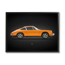 Stupell Industries Orange Classic Coupe Transportation Painting Black Framed Art Print Wall Art, 14 x 11