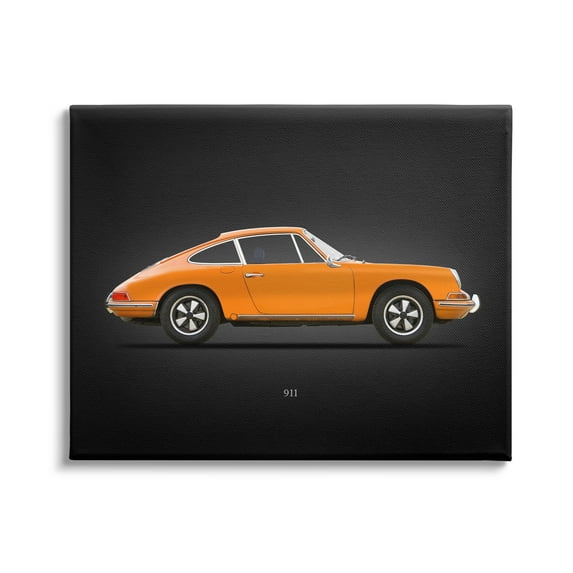 Stupell Industries Orange Classic Coupe Transportation Painting Gallery Wrapped Canvas Art Print Wall Art, 48 x 36