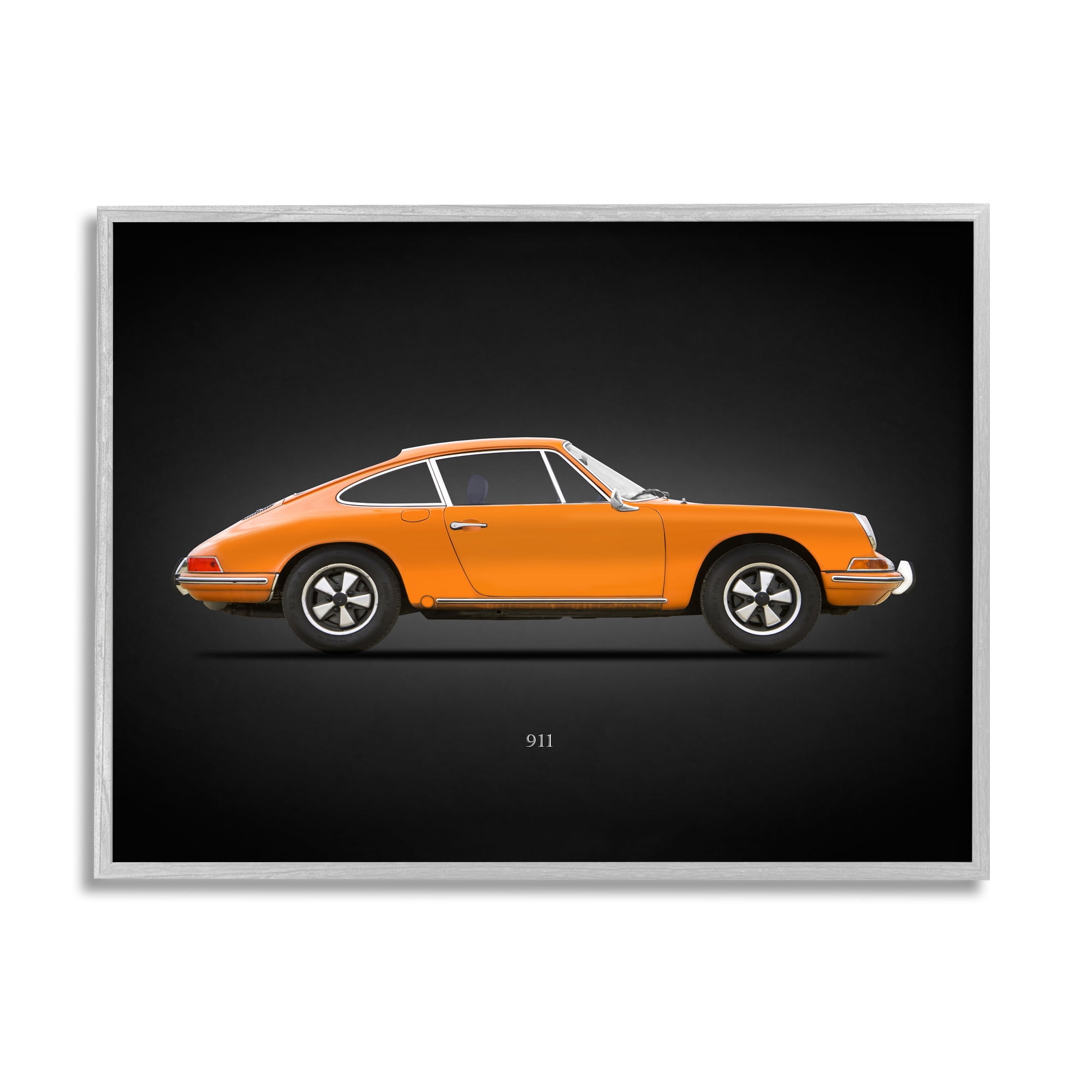 Stupell Industries Orange Classic Coupe Transportation Painting Gray Framed Art Print Wall Art, 20 x 16
