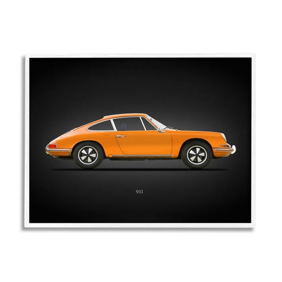 Stupell Industries Orange Classic Coupe Transportation Painting White Framed Art Print Wall Art, 14 x 11