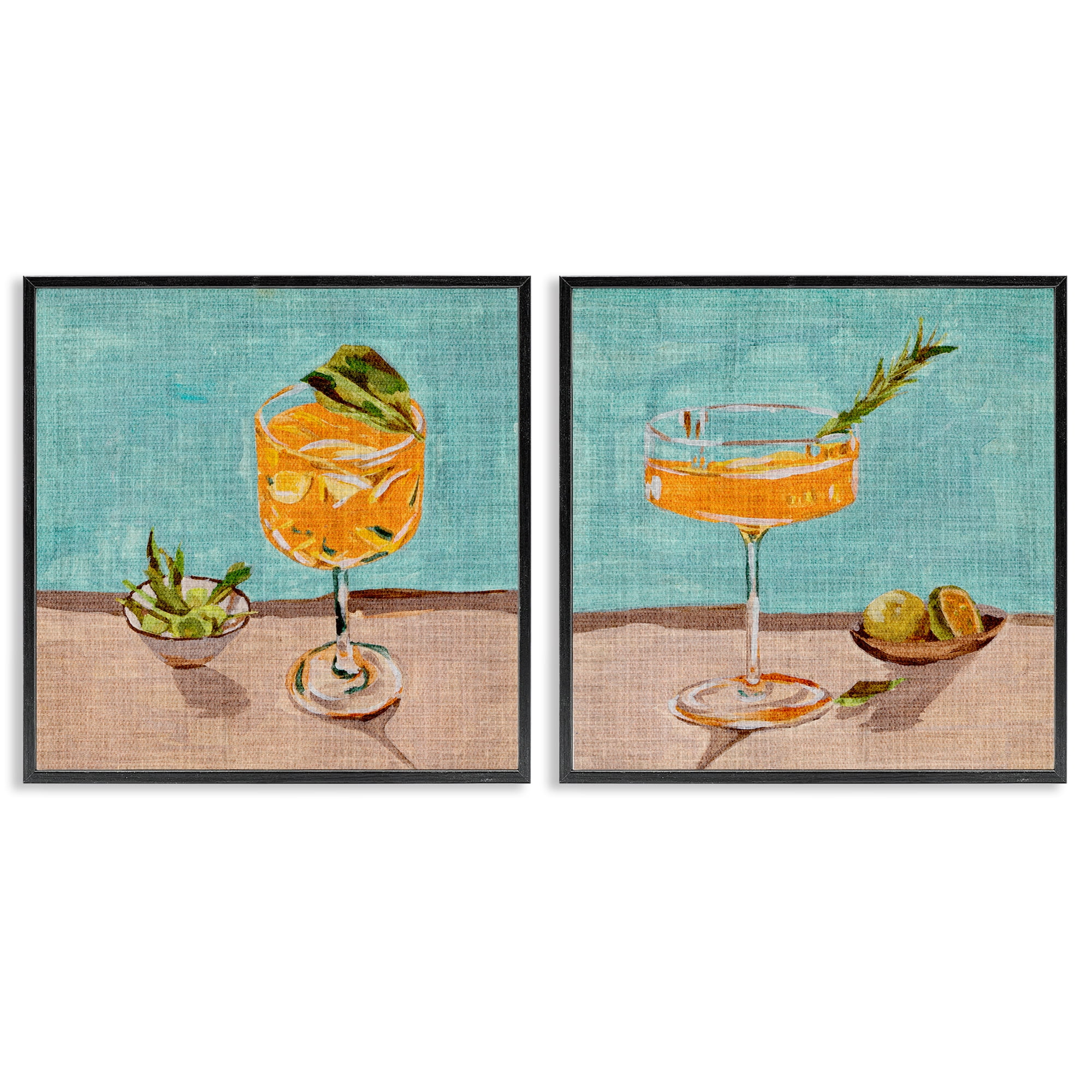 Stupell Industries Orange Cocktail Still Lifes Food & Beverage Painting Black Framed Art Print Wall Art, 24 x 24, Set of 2