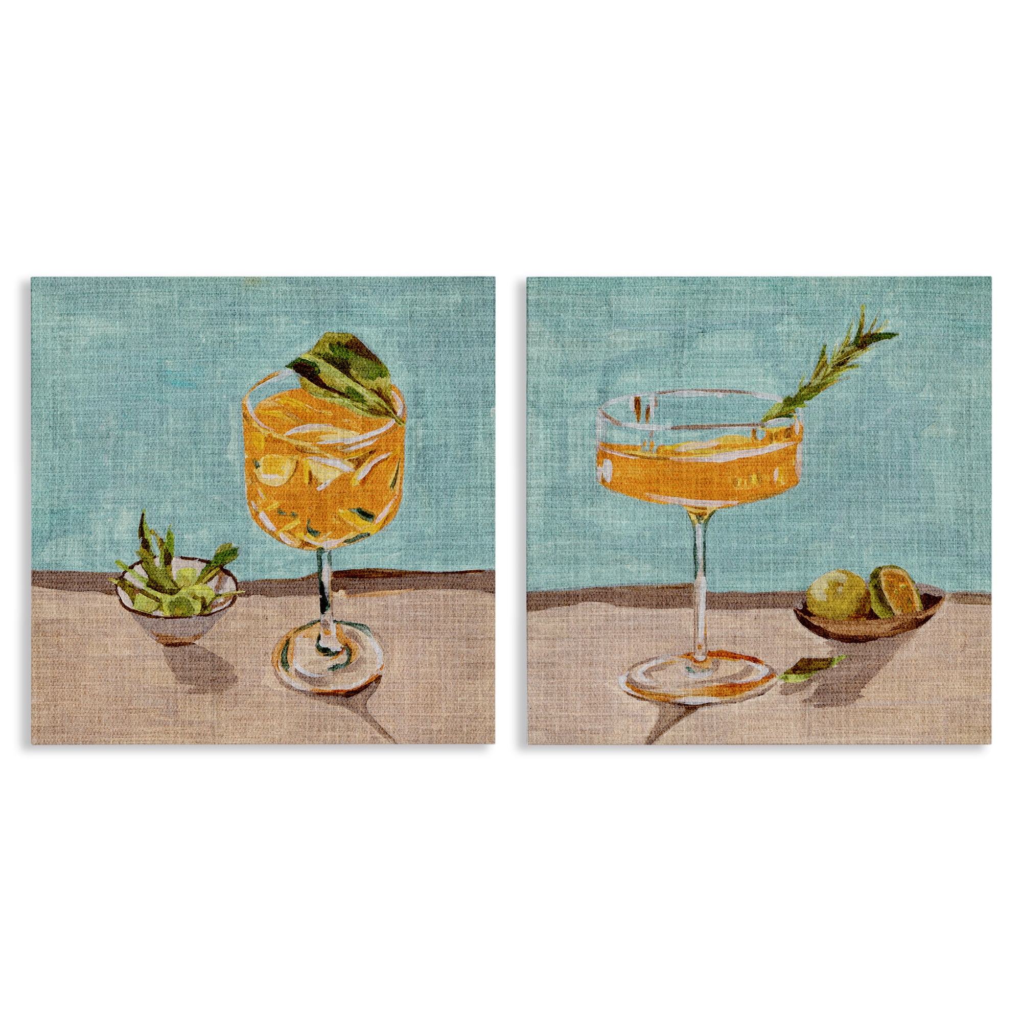Stupell Industries Orange Cocktail Still Lifes Food & Beverage Painting Wrapped Canvas Art Print Wall Art, 24 x 24, Set of 2