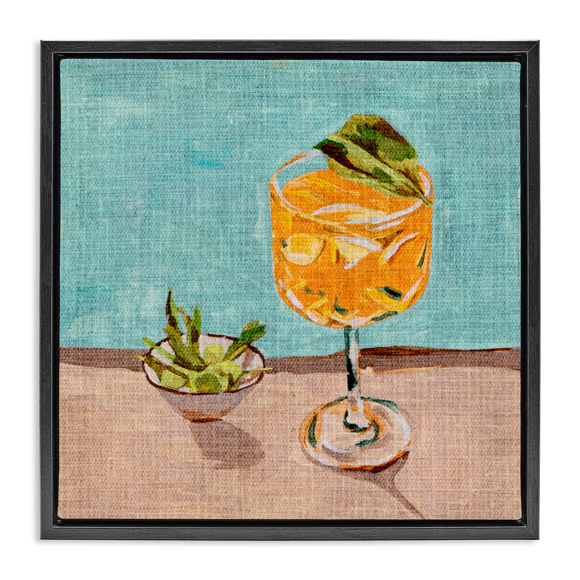 Stupell Industries Orange Cocktails Still Life Food & Beverage Painting Black Floater Framed Canvas Art Print Wall Art, 25 x 25