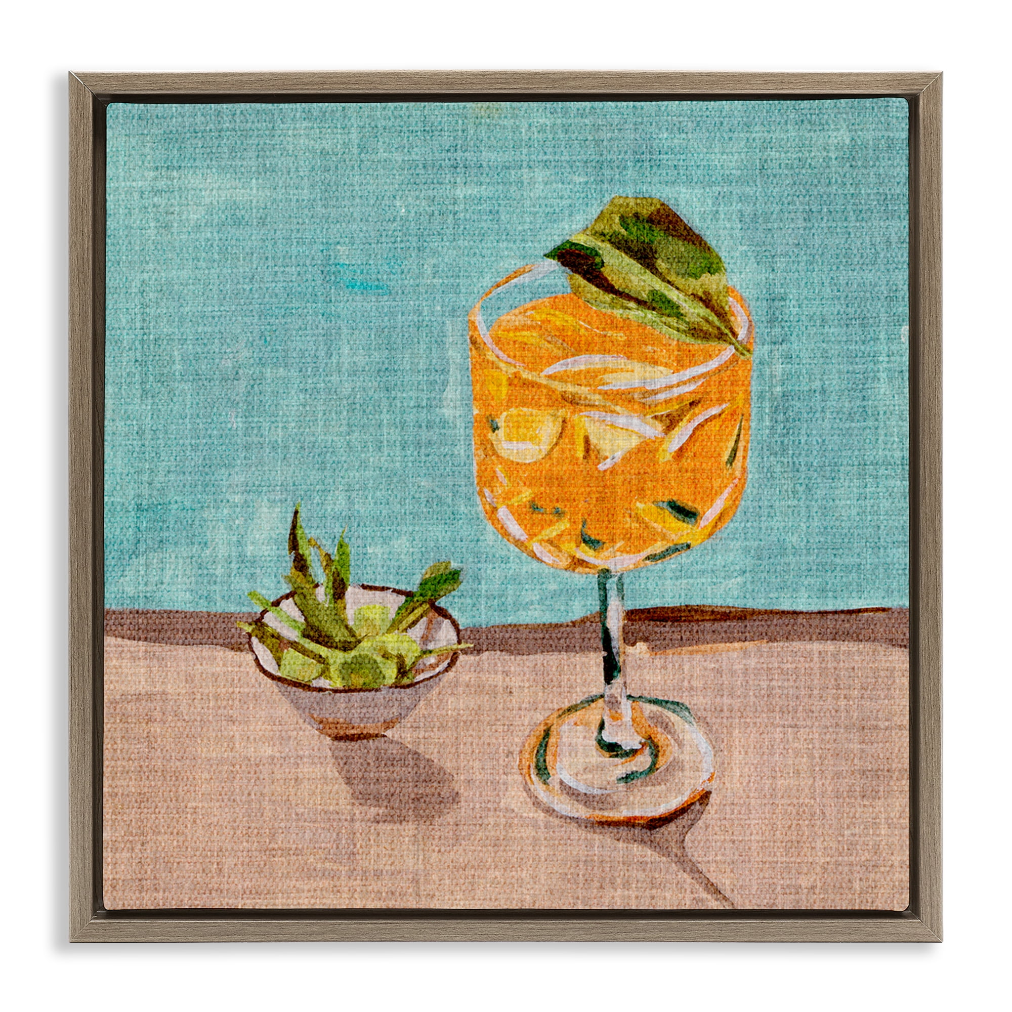 Stupell Industries Orange Cocktails Still Life Food & Beverage Painting Brown Floater Framed Canvas Art Print Wall Art, 18 x 18
