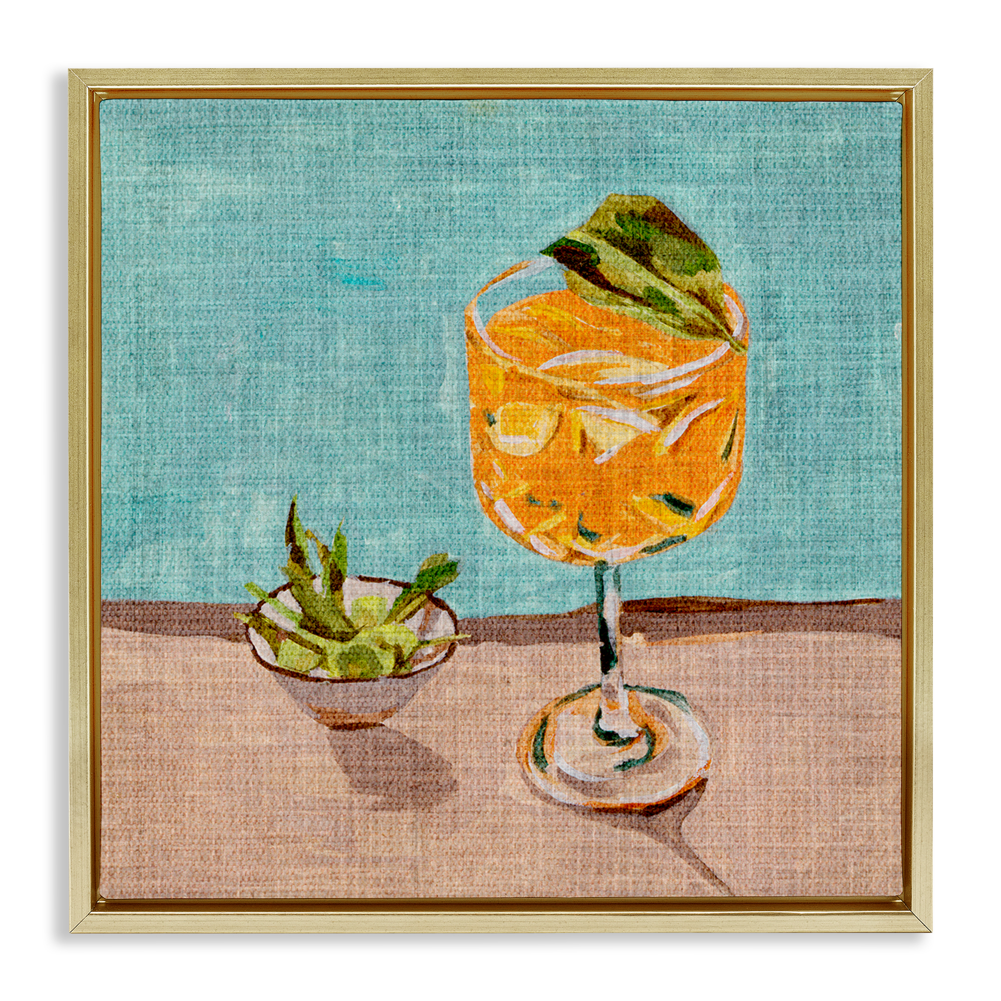 Stupell Industries Orange Cocktails Still Life Food & Beverage Painting Gold Floater Framed Canvas Art Print Wall Art, 18 x 18