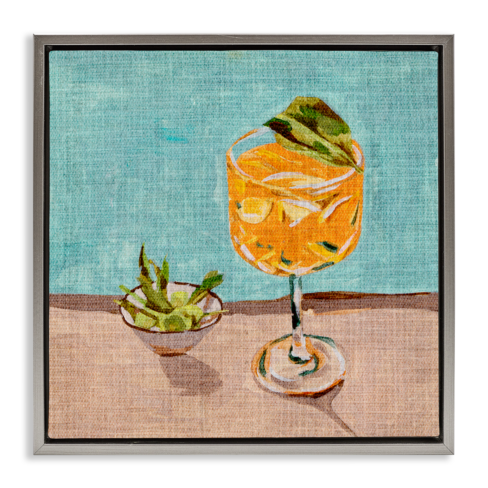Stupell Industries Orange Cocktails Still Life Food & Beverage Painting Gray Floater Framed Canvas Art Print Wall Art, 18 x 18