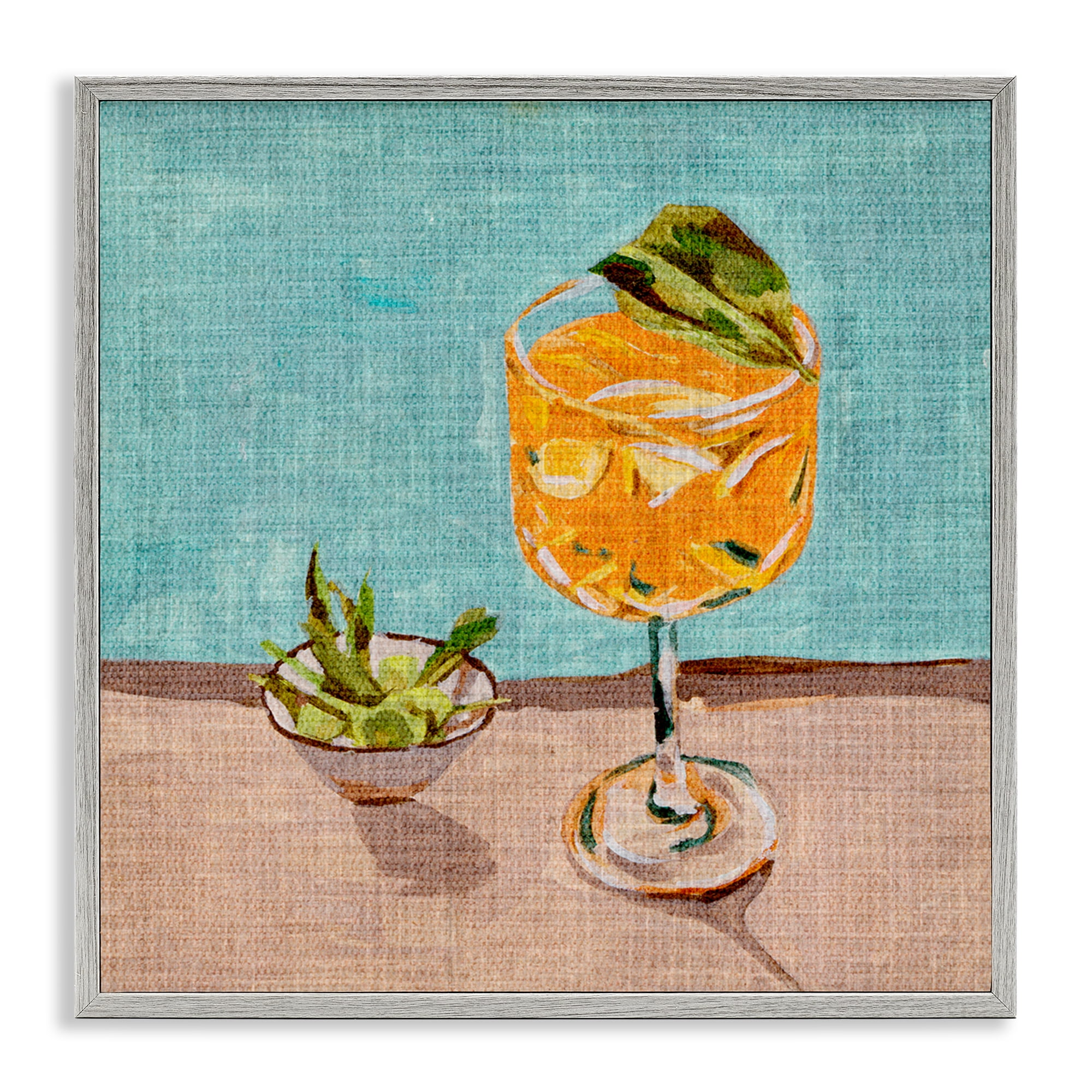 Stupell Industries Orange Cocktails Still Life Food & Beverage Painting Gray Framed Art Print Wall Art, 12 x 12