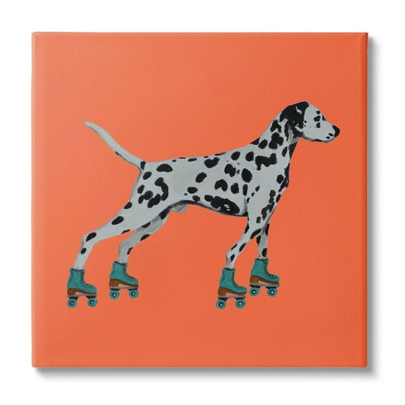 Stupell Industries Orange Dalmatian Rollerskating Animals & Insects Painting Gallery Wrapped Canvas Print Wall Art