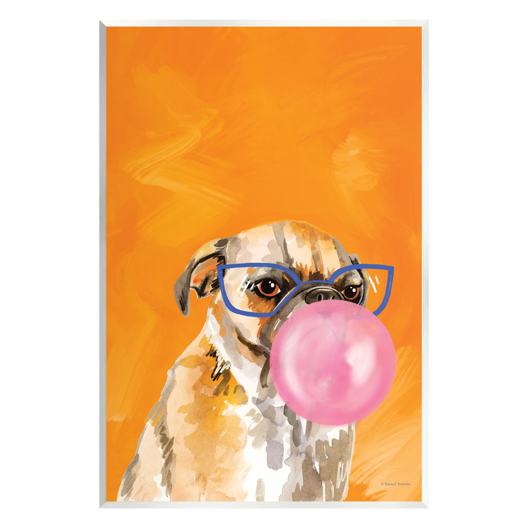 Stupell Industries Orange Dog with Bubblegum Animals & Insects Painting Unframed Art Print Wall Art, 10 x 15
