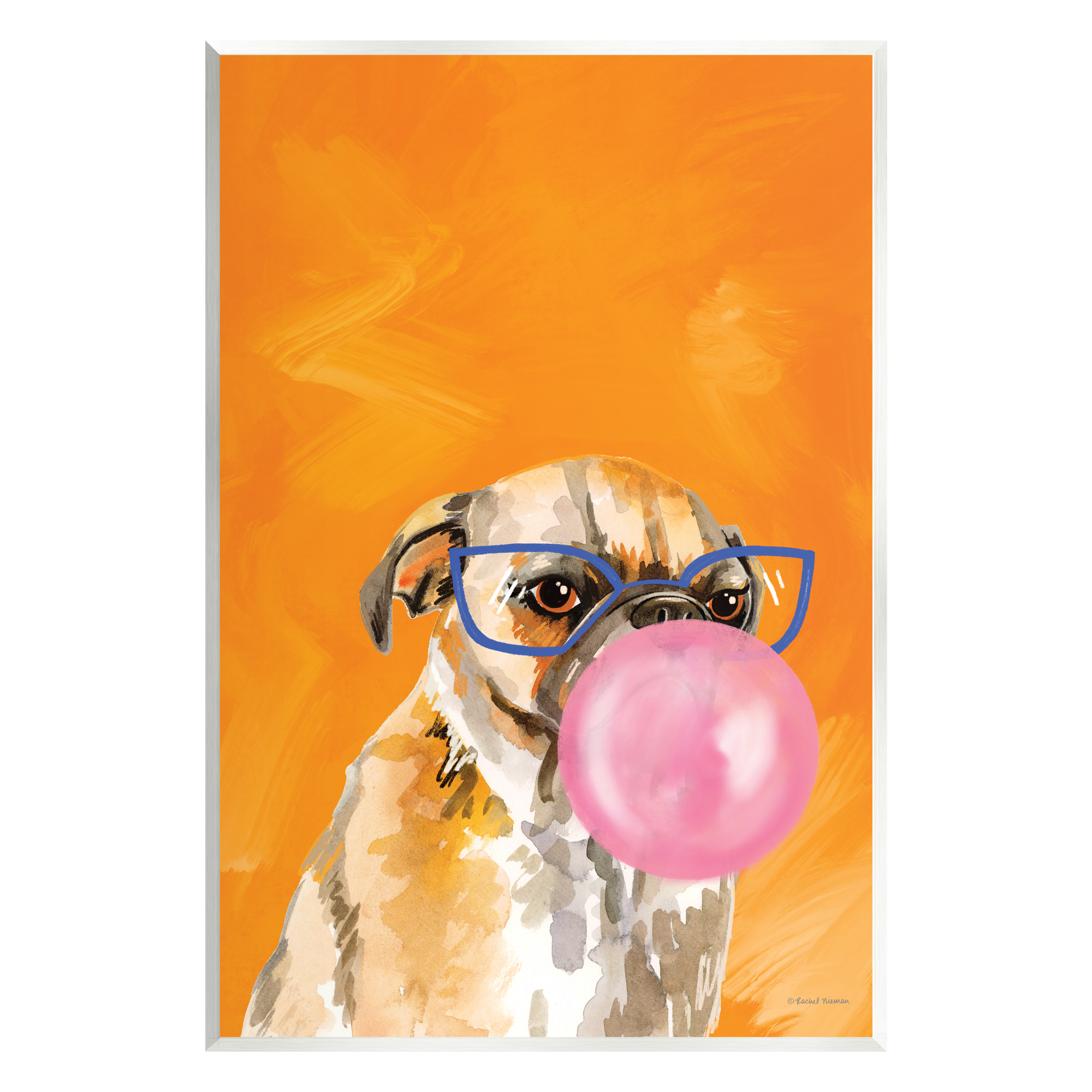 Stupell Industries Orange Dog with Bubblegum Animals & Insects Painting Unframed Art Print Wall Art, 13 x 19