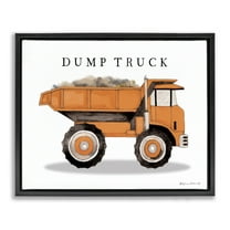 Stupell Industries Orange Dump Truck Construction Art for Kids Painting Black Floater Framed Canvas Art Print Wall Art, 21 x 17