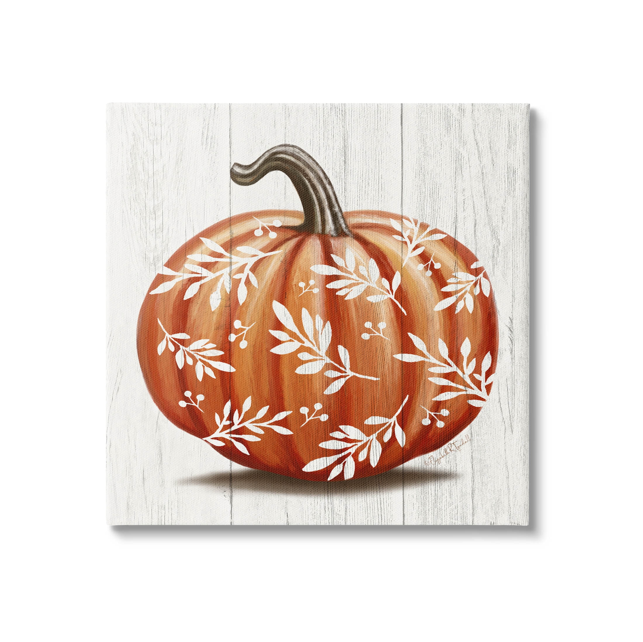 Stupell Industries Orange Fall Botanical Pumpkin Graphic Art Gallery Wrapped Canvas Print Wall Art, Design by Elizabeth Tyndall